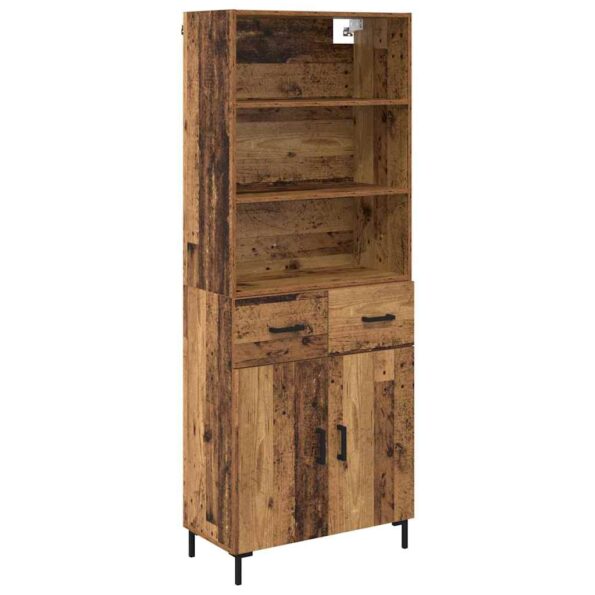 vidaXL Highboard Staré drevo 69,5 x 32,5 x 180 cm Kompozitné drevo – Obrázok 2
