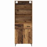 vidaXL Highboard Staré drevo 69,5 x 32,5 x 180 cm Kompozitné drevo – Obrázok 8