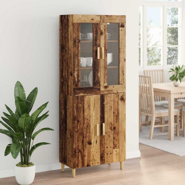vidaXL Highboard Staré drevo 69,5 x 34 x 180 cm – Obrázok 4