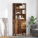 vidaXL Highboard so zásuvkou 2 pcs Staré drevo Kompozitné drevo