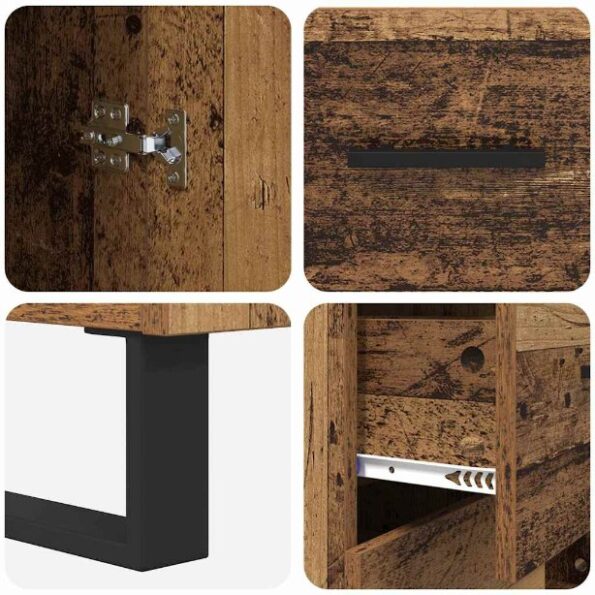 vidaXL Highboard so zásuvkou 2 pcs Staré drevo Kompozitné drevo – Obrázok 11