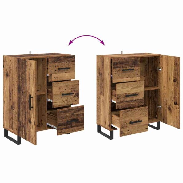 vidaXL Highboard so zásuvkou 2 pcs Staré drevo Kompozitné drevo – Obrázok 13