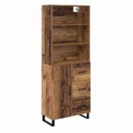 vidaXL Highboard so zásuvkou 2 pcs Staré drevo Kompozitné drevo – Obrázok 2