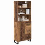 vidaXL Highboard so zásuvkou 2 pcs Staré drevo Kompozitné drevo – Obrázok 3