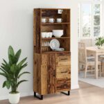 vidaXL Highboard so zásuvkou 2 pcs Staré drevo Kompozitné drevo – Obrázok 4