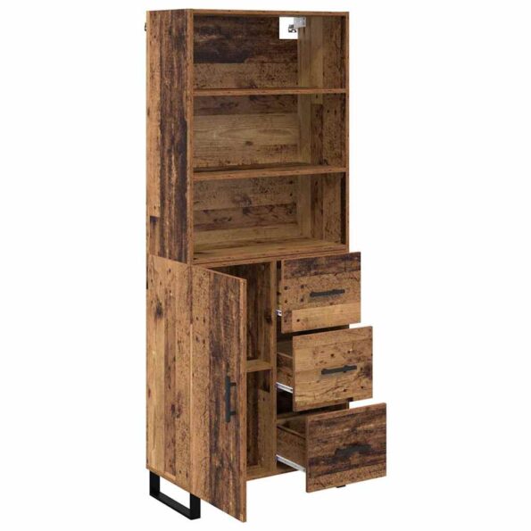 vidaXL Highboard so zásuvkou 2 pcs Staré drevo Kompozitné drevo – Obrázok 5