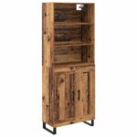 vidaXL Highboard 2 pcs Staré drevo Kompozitné drevo – Obrázok 2