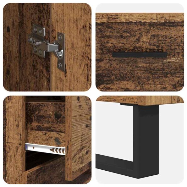 vidaXL Highboard 2 pcs Staré drevo Drevovláknitá doska a sklo – Obrázok 11