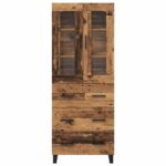 vidaXL Highboard 2 pcs Staré drevo Drevovláknitá doska a sklo – Obrázok 8