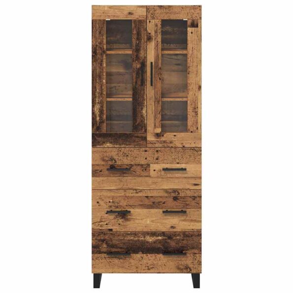 vidaXL Highboard 2 pcs Staré drevo Drevovláknitá doska a sklo – Obrázok 8