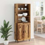 vidaXL Highboard Staré drevo 69,5 x 34 x 180 cm – Obrázok 4