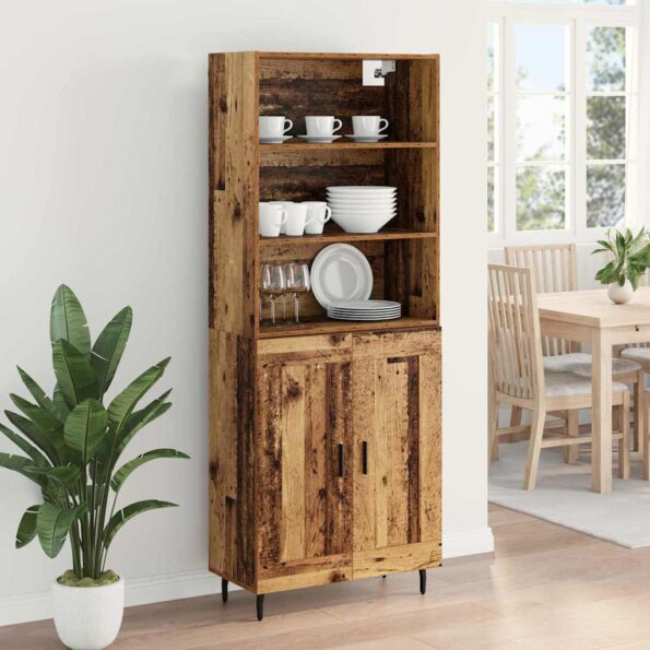 vidaXL Highboard Staré drevo 69,5 x 34 x 180 cm – Obrázok 4