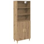 vidaXL Highboard Remeselný dub 69,5 x 32,5 x 180 cm Kompozitné drevo – Obrázok 2
