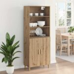 vidaXL Highboard Remeselný dub 69,5 x 32,5 x 180 cm Kompozitné drevo – Obrázok 4