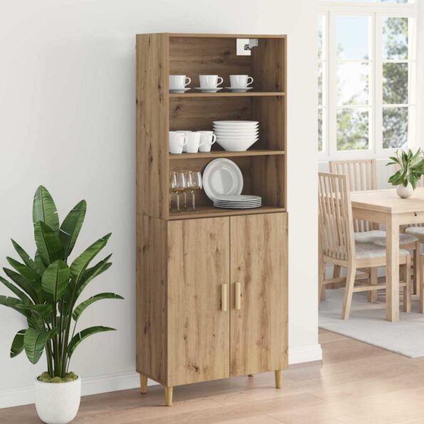vidaXL Highboard Remeselný dub 69,5 x 32,5 x 180 cm Kompozitné drevo – Obrázok 4