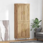 vidaXL Highboard Remeselný dub 69,5 x 34 x 180 cm Kompozitné drevo
