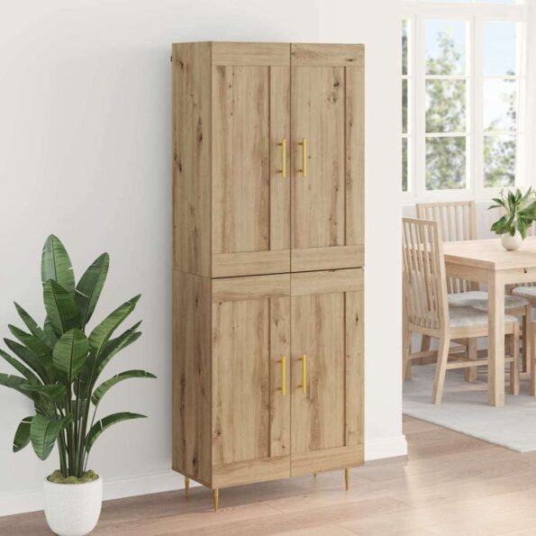 vidaXL Highboard Remeselný dub 69,5 x 34 x 180 cm Kompozitné drevo – Obrázok 4