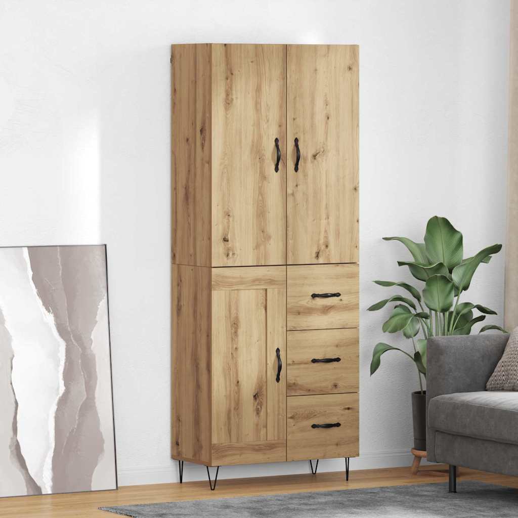 3415852_1.jpg vidaXL Highboard 2 pcs Remeselný dub Drevovláknitá doska a sklo – Obrázok 1
