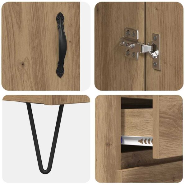 vidaXL Highboard 2 pcs Remeselný dub Drevovláknitá doska a sklo – Obrázok 11