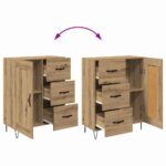 vidaXL Highboard 2 pcs Remeselný dub Drevovláknitá doska a sklo – Obrázok 13