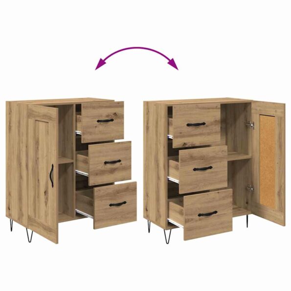vidaXL Highboard 2 pcs Remeselný dub Drevovláknitá doska a sklo – Obrázok 13