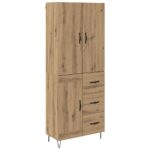 vidaXL Highboard 2 pcs Remeselný dub Drevovláknitá doska a sklo – Obrázok 2