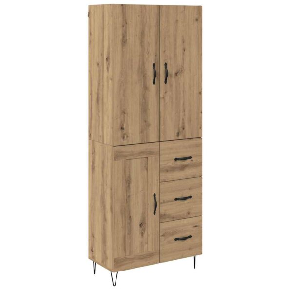 vidaXL Highboard 2 pcs Remeselný dub Drevovláknitá doska a sklo – Obrázok 2
