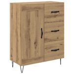 vidaXL Highboard 2 pcs Remeselný dub Drevovláknitá doska a sklo – Obrázok 6