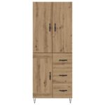 vidaXL Highboard 2 pcs Remeselný dub Drevovláknitá doska a sklo – Obrázok 8