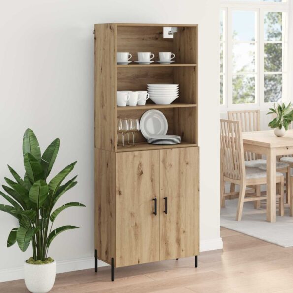 vidaXL Highboard Remeselný dub 69,5 x 32,5 x 180 cm Kompozitné drevo – Obrázok 4