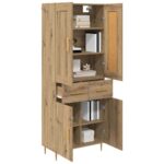 vidaXL Highboard Remeselný dub 69,5 x 34 x 180 cm Kompozitné drevo – Obrázok 3