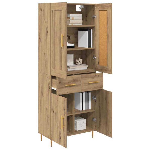 vidaXL Highboard Remeselný dub 69,5 x 34 x 180 cm Kompozitné drevo – Obrázok 3