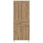 vidaXL Highboard Remeselný dub 69,5 x 34 x 180 cm Kompozitné drevo – Obrázok 8