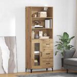 vidaXL Highboard Remeselný dub 69,5 x 34 x 180 cm Kompozitné drevo