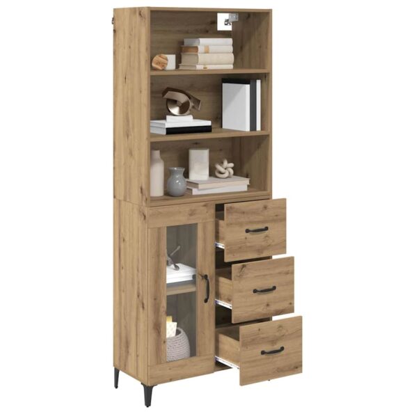 vidaXL Highboard Remeselný dub 69,5 x 34 x 180 cm Kompozitné drevo – Obrázok 3