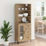 vidaXL Highboard Remeselný dub 69,5 x 34 x 180 cm Kompozitné drevo – Obrázok 4