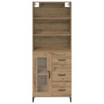 vidaXL Highboard Remeselný dub 69,5 x 34 x 180 cm Kompozitné drevo – Obrázok 8