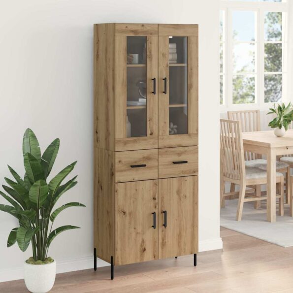 vidaXL Highboard Remeselný dub 69,5 x 34 x 180 cm Kompozitné drevo – Obrázok 4