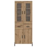vidaXL Highboard Remeselný dub 69,5 x 34 x 180 cm Kompozitné drevo – Obrázok 8