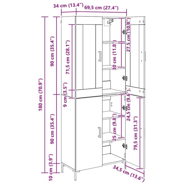 vidaXL Highboard 2 pcs Remeselný dub Kompozitné drevo – Obrázok 13