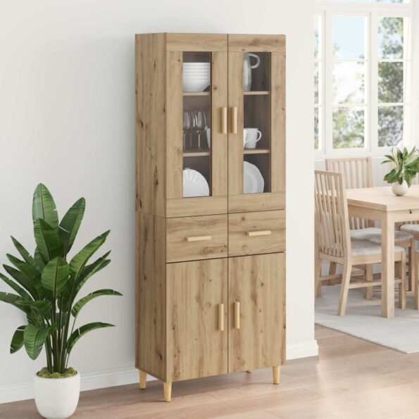 vidaXL Highboard Remeselný dub 69,5 x 34 x 180 cm Kompozitné drevo – Obrázok 4