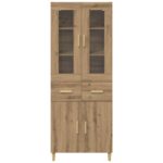 vidaXL Highboard Remeselný dub 69,5 x 34 x 180 cm Kompozitné drevo – Obrázok 8
