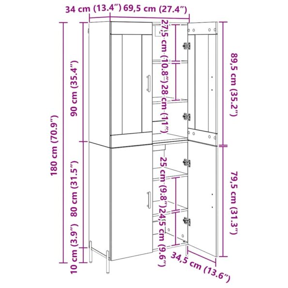 vidaXL Highboard 2 pcs Remeselný dub Kompozitné drevo – Obrázok 13