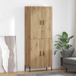 vidaXL Highboard Remeselný dub 69,5 x 34 x 180 cm Kompozitné drevo