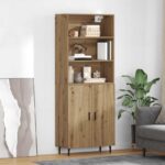 vidaXL Highboard Remeselný dub 69,5 x 34 x 180 cm