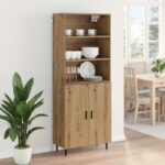 vidaXL Highboard Remeselný dub 69,5 x 34 x 180 cm – Obrázok 4