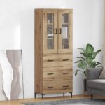 vidaXL Highboard so zásuvkou 2 pcs Remeselný dub Kompozitné drevo