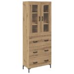 vidaXL Highboard so zásuvkou 2 pcs Remeselný dub Kompozitné drevo – Obrázok 2