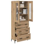 vidaXL Highboard so zásuvkou 2 pcs Remeselný dub Kompozitné drevo – Obrázok 3