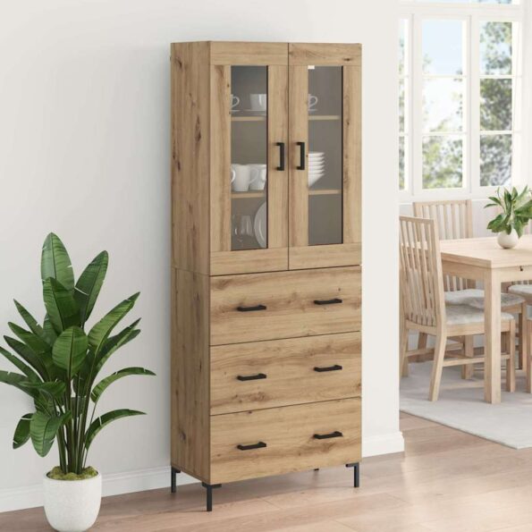 vidaXL Highboard so zásuvkou 2 pcs Remeselný dub Kompozitné drevo – Obrázok 4